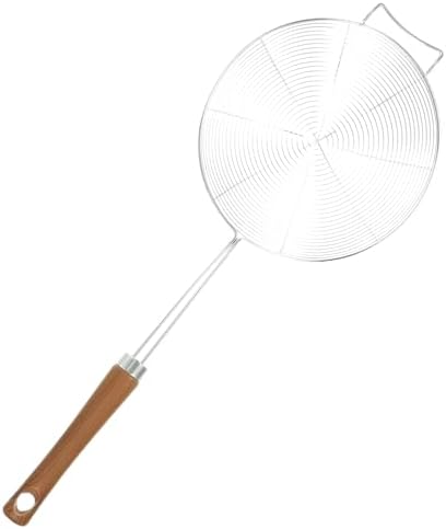 304 Stainless Steel Kitchen Colander with Wooden Handle for Easy Cooking