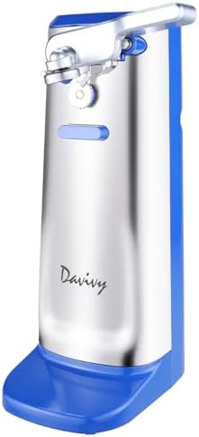 Davivy Electric Can Opener with Knife Sharpener and Bottle Opener SilverBlue