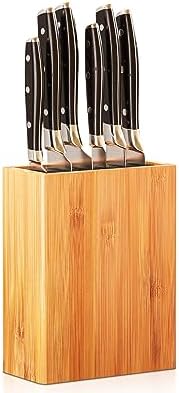 Ergonomic Bamboo Knife Block Wide Design Countertop