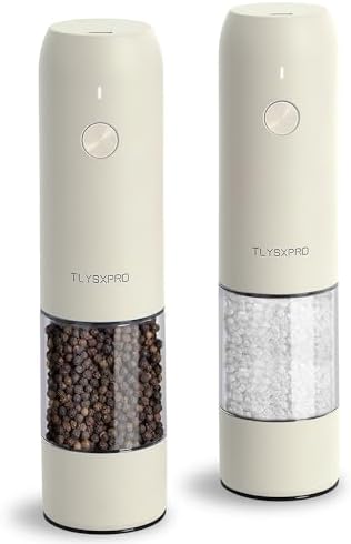Professional Electric Salt and Pepper Grinder Set with 6 Adjustment Levels