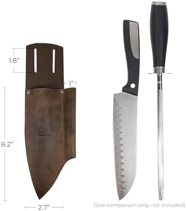 Chef Knife Holster with Sharpener Rustic Leather