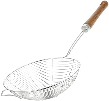 Luxshiny 304 Stainless Steel Mesh Strainer with Wooden Handle Kitchen Colander