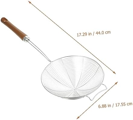 304 Stainless Steel Kitchen Colander with Wooden Handle for Easy Cooking