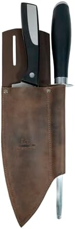 Chef Knife Holster with Sharpener Rustic Leather