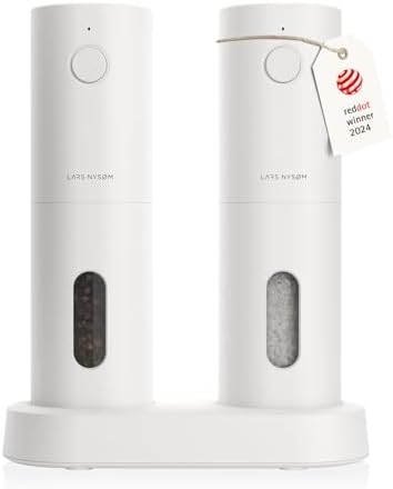 LARS NYSM Electric Pure White Salt Pepper Grinder Set