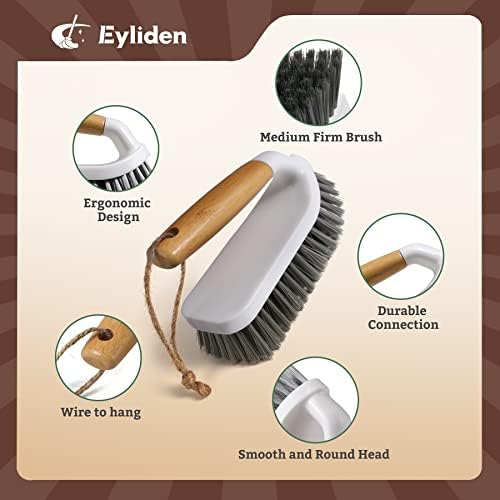 Eyliden 2-Piece Scrub Brush Set with Bamboo Handle for Efficient Cleaning