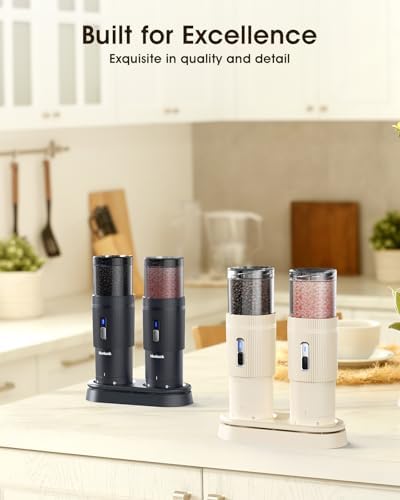 Upgraded Salt Pepper Mill Set Large Capacity Rechargeable Sleek Design Adjustable Coarseness