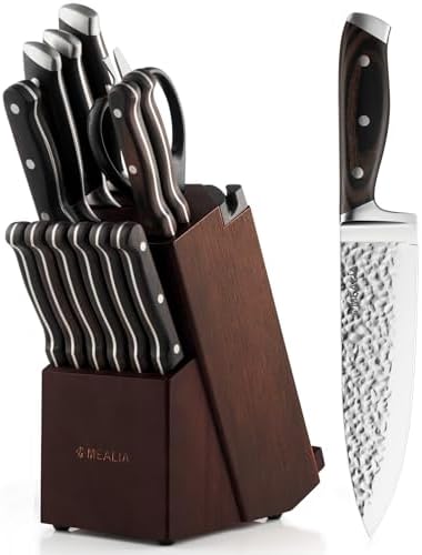 Mealia 15-Piece Kitchen Knife Set - Effortlessly Sharp Blocking Built-in