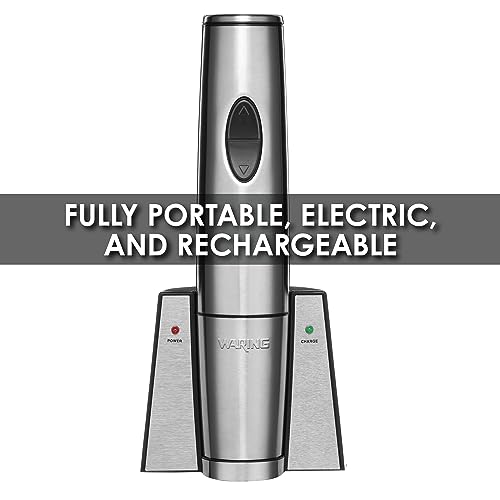 Waring Commercial WWO120 Portable Electric Wine Bottle Opener with Recharging Station Silver