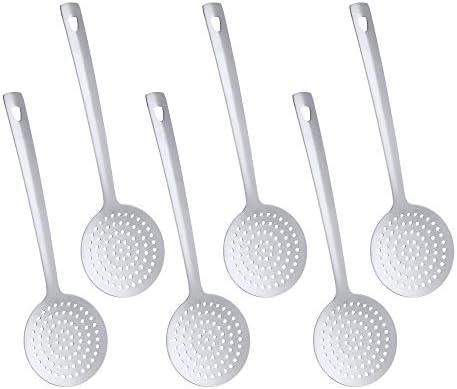 6 Pcs Silver Skimmer Spoon Stainless Steel Titanium Plated Set for Kitchen