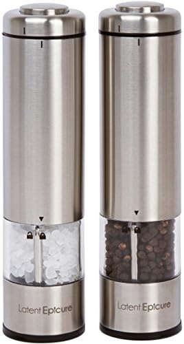 Stainless Steel Electric Salt Pepper Grinder Set Adjustable with Light Ergonomic Design