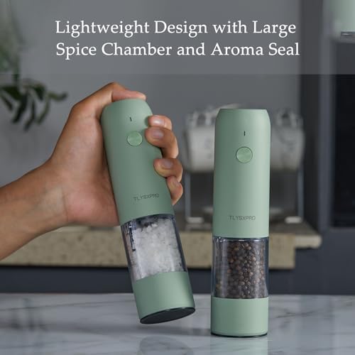 Professional Electric Salt and Pepper Grinder Set with 6 Adjustment Levels