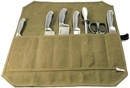 Professional Chefs Knife Roll - Waxed Canvas Foldable Culinary Bag