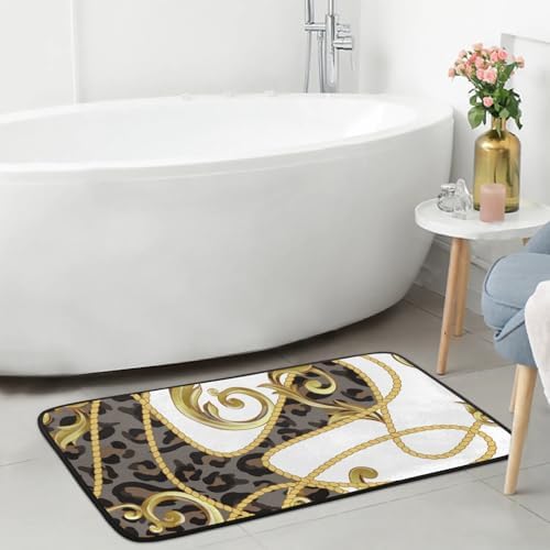 Funky QiuArt Cheetah Leopard Print Anti Fatigue Kitchen Mat