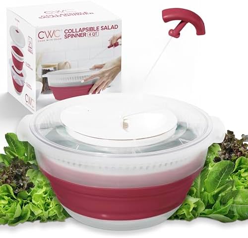 Collapsible Salad Spinner SA 4 QT Durable Kitchen Essential with Rose Design
