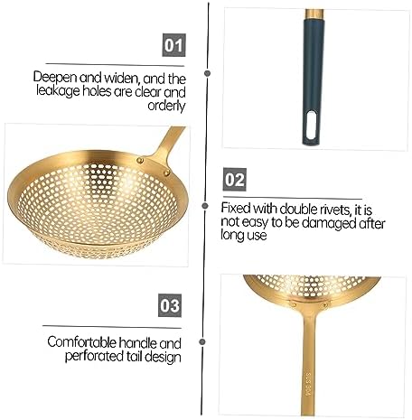 GRIRIW Plastic Skimmer Ladle Set Stainless Steel Cooking Strainer