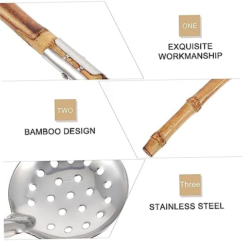 Sturdy Bamboo Colander for Hot Pot Cooking Easy Cleaning StAINLESS STEEL Spoon
