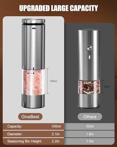 GIVEBEST RECHARGABLE ELECTRIC SALT AND pepper GRINDERS