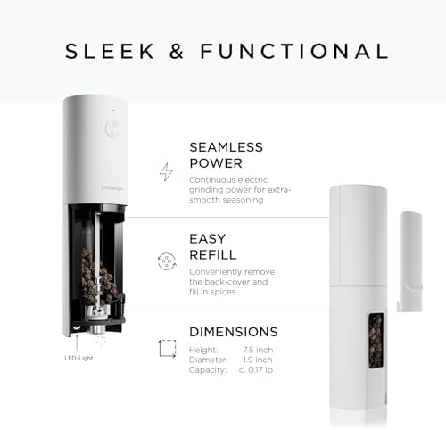 LARS NYSM Electric Pure White Salt Pepper Grinder Set