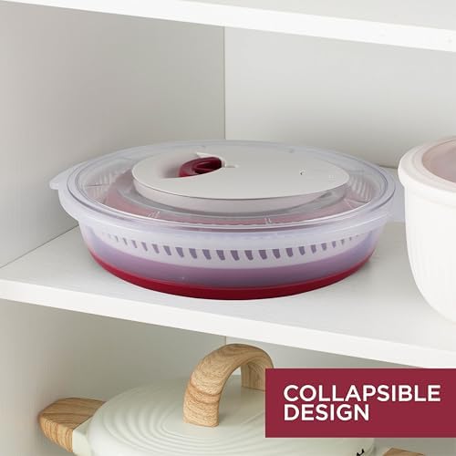 Collapsible Salad Spinner SA 4 QT Durable Kitchen Essential with Rose Design