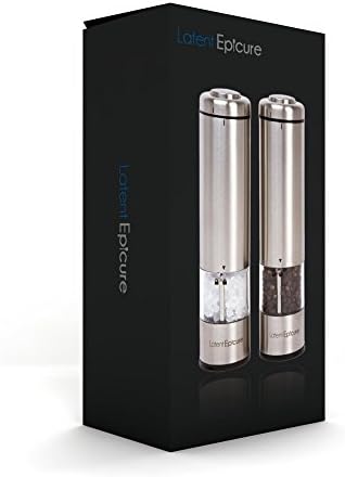 Stainless Steel Electric Salt Pepper Grinder Set Adjustable with Light Ergonomic Design