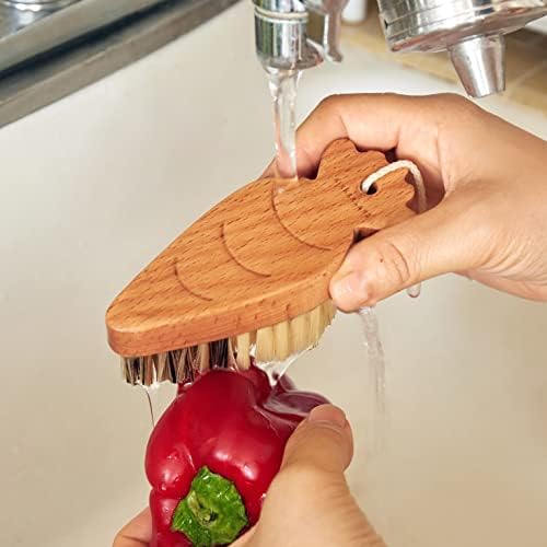 Kikkerland Vegetable Wood Scrubber Brush