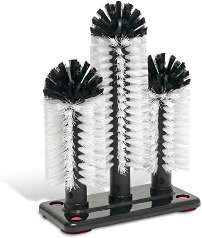 Triple-Ended Glass Washer Brush Set for Sinks with Suction Cup