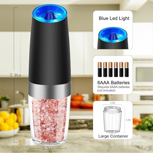 Elegant Electric Salt Pepper Mill Set with LED Light
