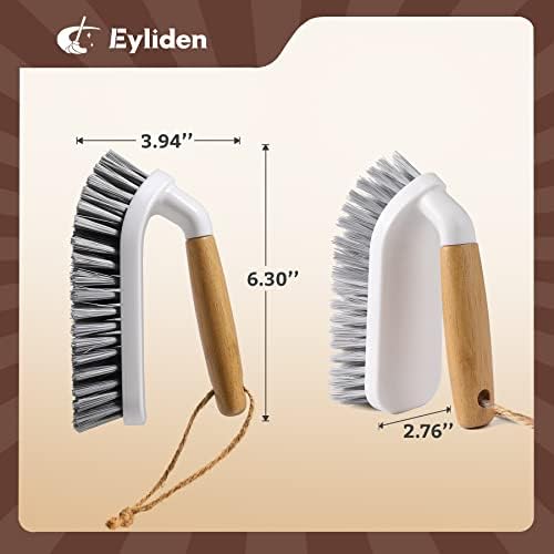 Eyliden 2-Piece Scrub Brush Set with Bamboo Handle for Efficient Cleaning