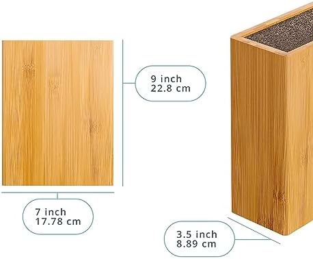 Ergonomic Bamboo Knife Block Wide Design Countertop