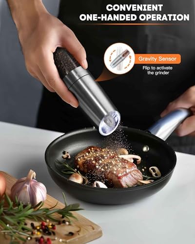 AmuseWit Gravity-Operated Electric Salt and Pepper Mill Set