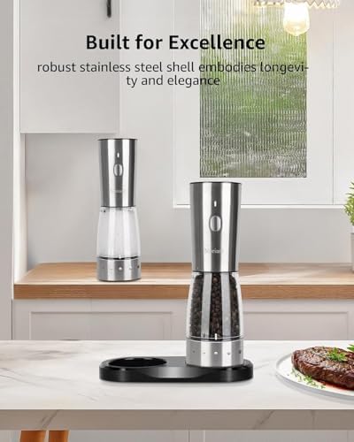 Moriank Electric Salt and Pepper Grinder Set Rechargeable Stainless Steel Tool