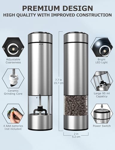 Adjustable Electric Salt Pepper Grinder Set