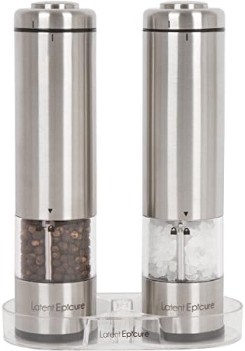Stainless Steel Electric Salt Pepper Grinder Set Adjustable with Light Ergonomic Design