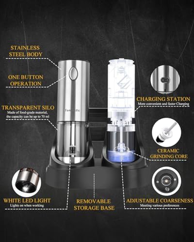 Electric Salt and Pepper Grinder Set