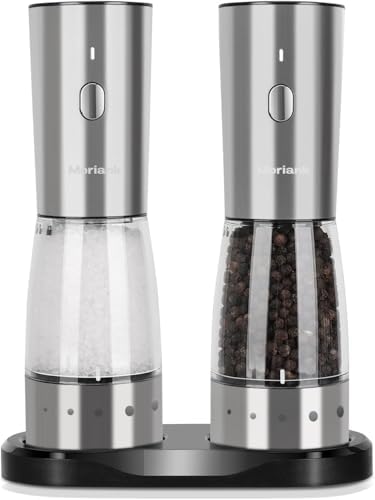 Moriank Electric Salt and Pepper Grinder Set Rechargeable Stainless Steel Tool