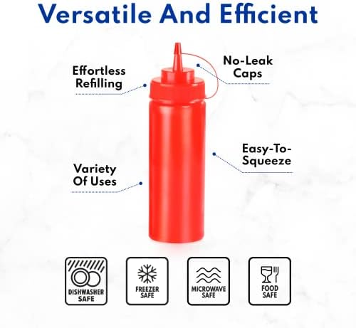 New Star Foodservice Squeeze Bottles 8 oz Pack of 6 - Durable Kitchenessential