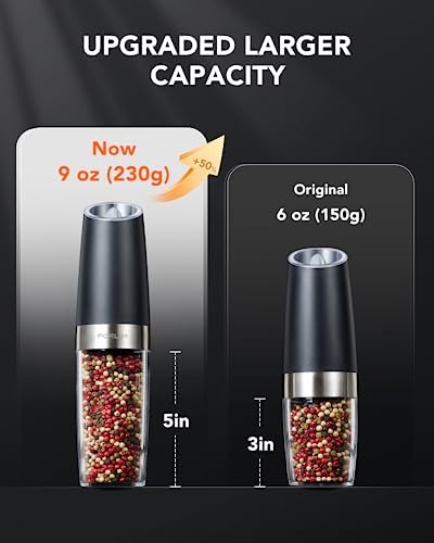 FORLIM Electric Salt Pepper Grinder Set 9 oz Adjustable Powerful