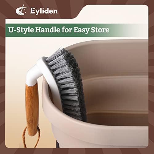 Eyliden 2-Piece Scrub Brush Set with Bamboo Handle for Efficient Cleaning