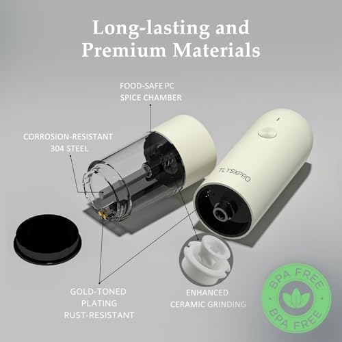Professional Electric Salt and Pepper Grinder Set with 6 Adjustment Levels