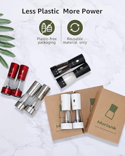 Moriank Electric Salt and Pepper Grinder Set Rechargeable Stainless Steel Tool