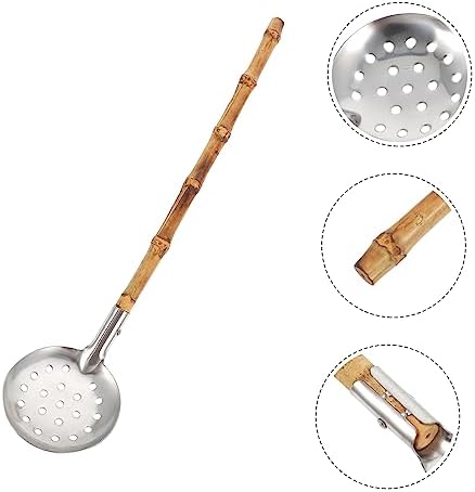 Sturdy Bamboo Colander for Hot Pot Cooking Easy Cleaning StAINLESS STEEL Spoon