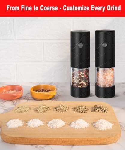 Rechargeable Electric Salt And Pepper Grinder Set - Extra Large Capacity - LED Light