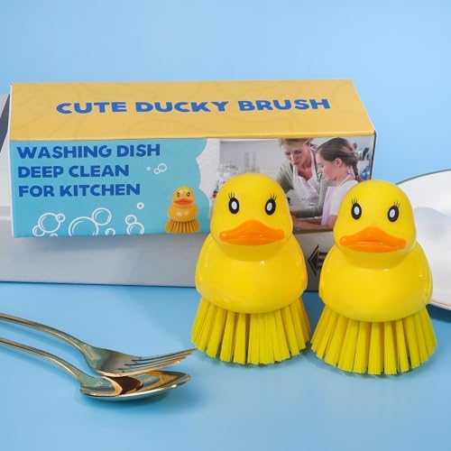 GTOTd Cute Ducky Washing Dish Brush 2 Pack
