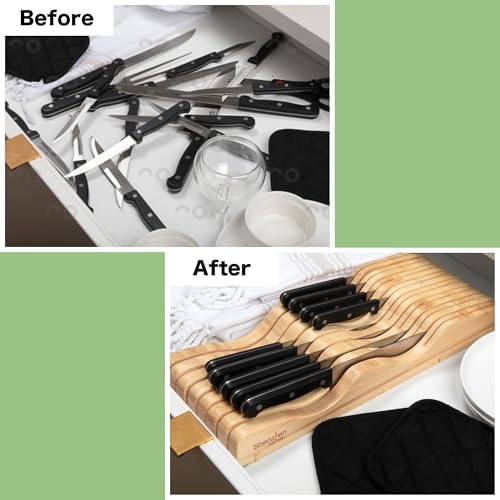 Durable Stylish X-Large In-Drawer Bamboo Knife Block