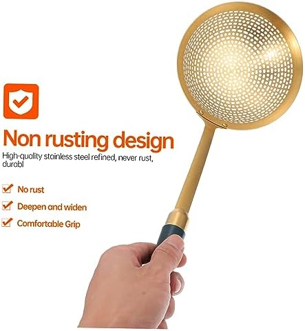 GRIRIW Plastic Skimmer Ladle Set Stainless Steel Cooking Strainer