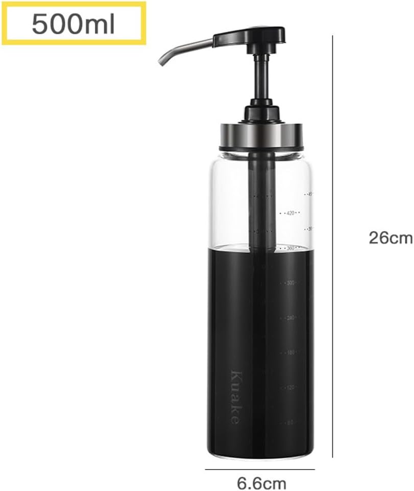 500ml Glass Sauce pump Leakproof Kitchen Dispenser
