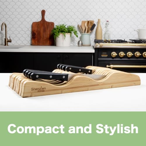 Durable Stylish X-Large In-Drawer Bamboo Knife Block