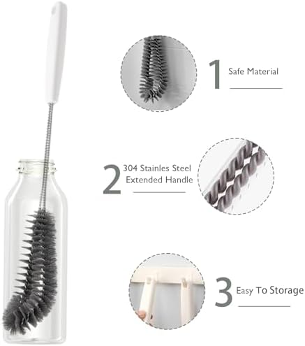 2-Pack Bottle Brush Set for Glass Pot and Baby Bottles Black