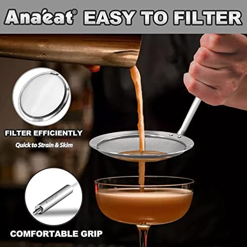 Anaeat 4 Stainless Steel Fat Skimmer Spoon - Professional Kitchen Fine Mesh Food Strainer